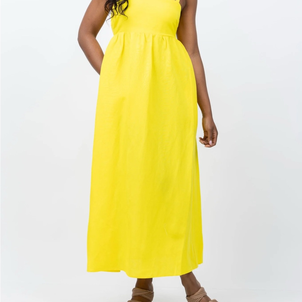 L'AGENCE Jessamy Empire Waist Dress in Laser Lemon
